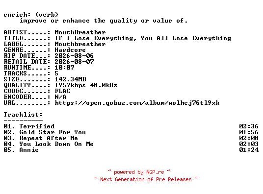 NFO for the release MouthBreather-If_I_Lose_Everything_You_All_Lose_Everything-EP-24BIT-WEB-FLAC-2026-ENRiCH by ENRiCH