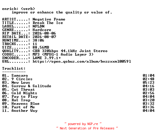 NFO for the release Negative_Frame-Break_The_Ice-WEB-2026-ENRiCH by ENRiCH