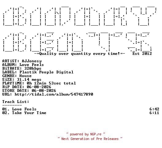 NFO for the release AJJonesy-Love_Feels-(PPD358)-WEB-2026-BB by BB