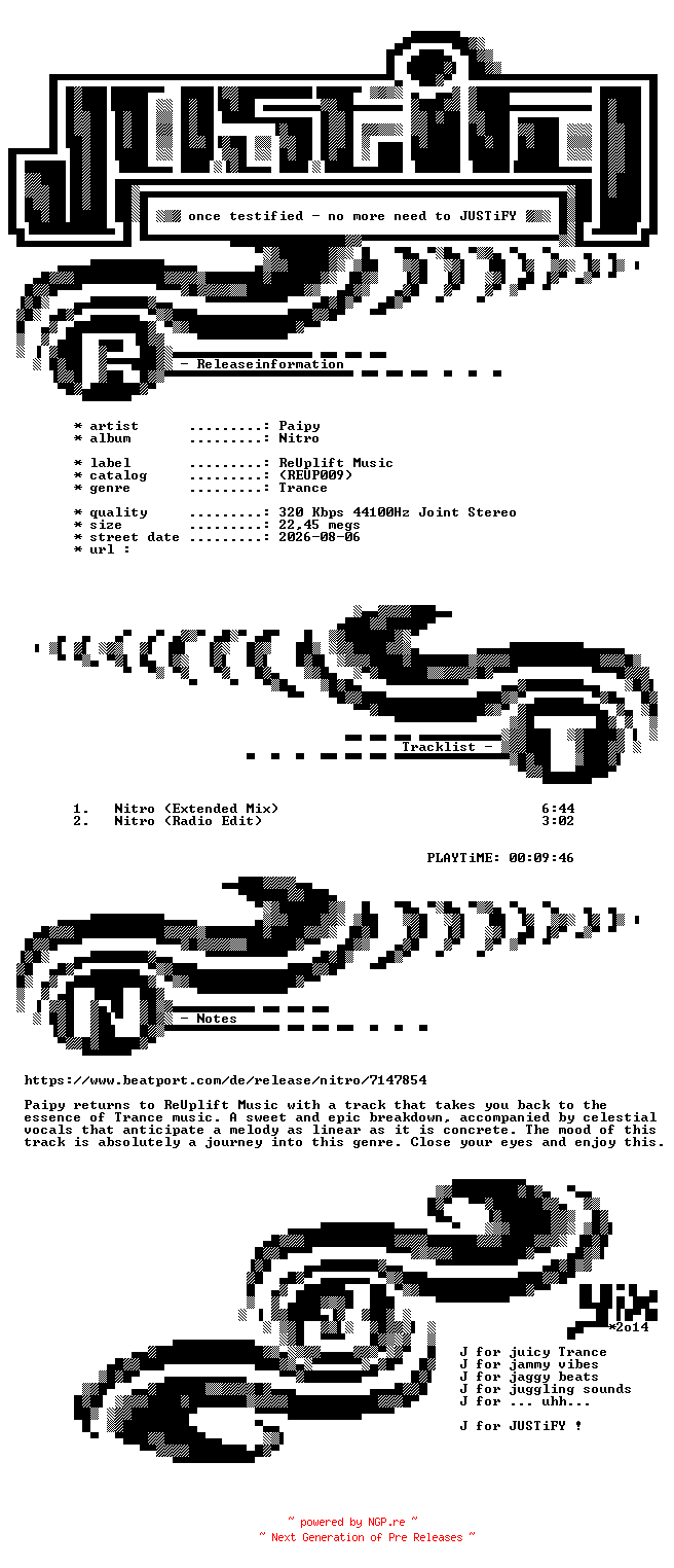 NFO for the release Paipy_-_Nitro-(REUP009)-WEB-2026-JUSTiFY by JUSTiFY