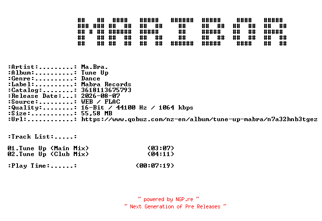 NFO for the release Ma.Bra.-Tune_Up-16BIT-WEB-FLAC-2026-MARiBOR by MARiBOR