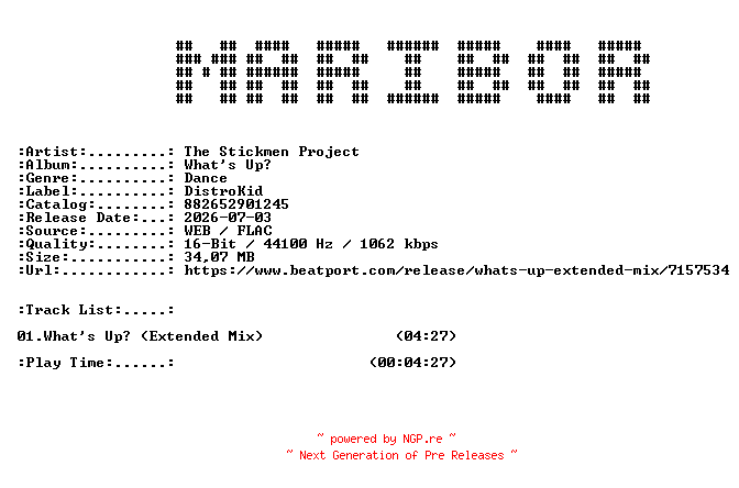 NFO for the release The_Stickmen_Project-The_Heat_Is_On_(Extended_Mix)-SINGLE-16BIT-WEB-FLAC-2026-MARiBOR by MARiBOR