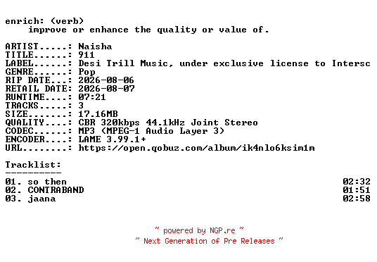 NFO for the release Naisha-911-EP-WEB-2026-ENRiCH by ENRiCH