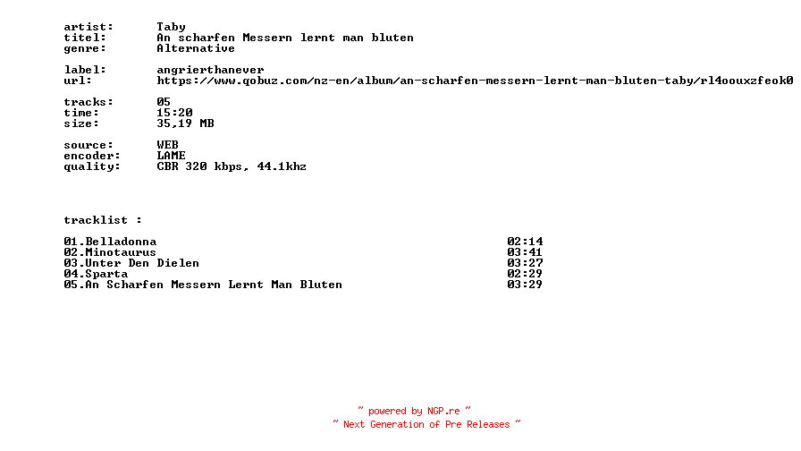NFO for the release Taby_-_An_Scharfen_Messern_Lernt_Man_Bluten-WEB-DE-2026-BITCOINS by BITCOINS