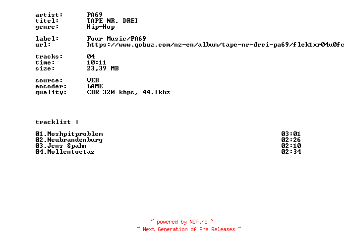NFO for the release PA69_-_TAPE_NR._DREI-WEB-DE-2026-BITCOINS by BITCOINS