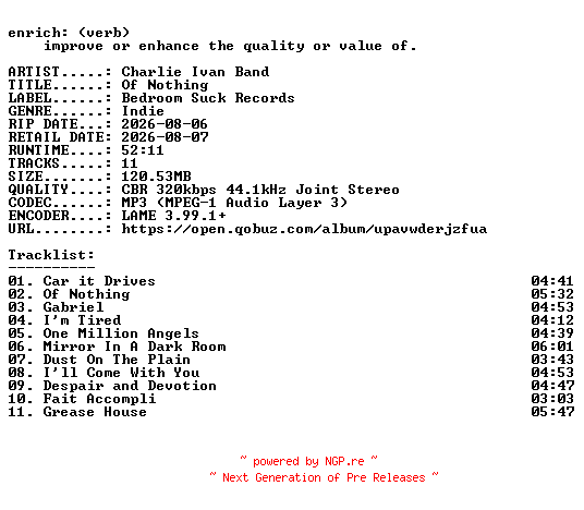 NFO for the release Charlie_Ivan_Band-Of_Nothing-WEB-2026-ENRiCH by ENRiCH