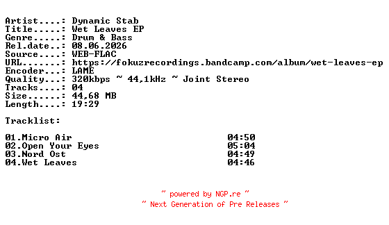 NFO for the release Dynamic_Stab-Wet_Leaves_EP-(FOKUZ408)-WEB-2026-IND by IND
