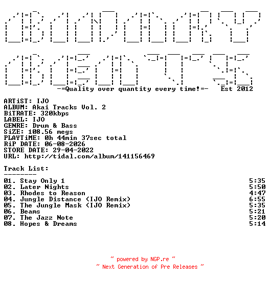 NFO for the release IJO-Akai_Tracks_Vol._2-(IJO012)-WEB-2022-BB by BB