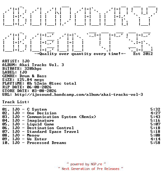 NFO for the release IJO-Akai_Tracks_Vol._3-(IJO016)-WEB-2026-BB by BB