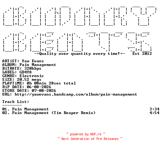 NFO for the release Yaw_Evans-Pain_Management-WEB-2026-BB by BB