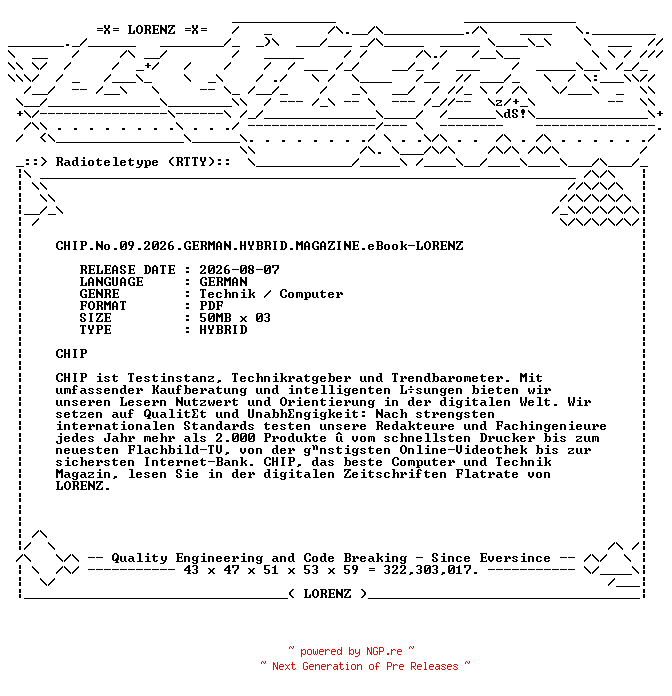 NFO for the release CHIP.No.09.2026.GERMAN.HYBRID.MAGAZINE.eBook-LORENZ by LORENZ