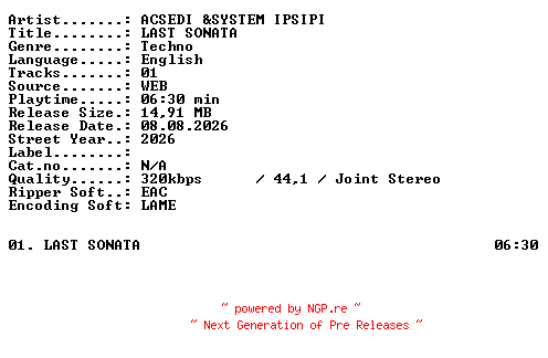 NFO for the release ACSEDI_and_SYSTEM_IPSIPI-LAST_SONATA-SINGLE-WEB-2026-XTC_iNT by XTC_iNT