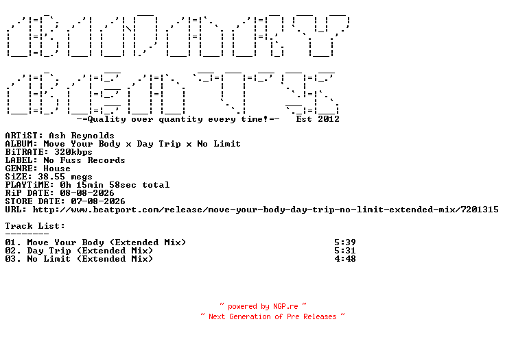 NFO for the release Ash_Reynolds-Move_Your_Body_x_Day_Trip_x_No_Limit-(NFR188)-WEB-2026-BB by BB