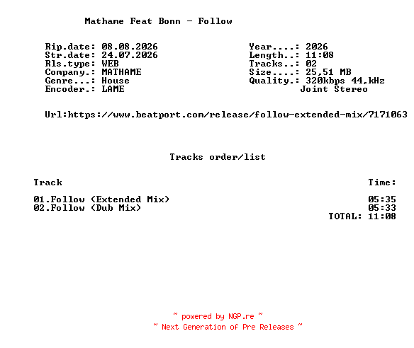 NFO for the release Mathame_Feat_Bonn_-_Follow-WEB-2026-FMC by FMC