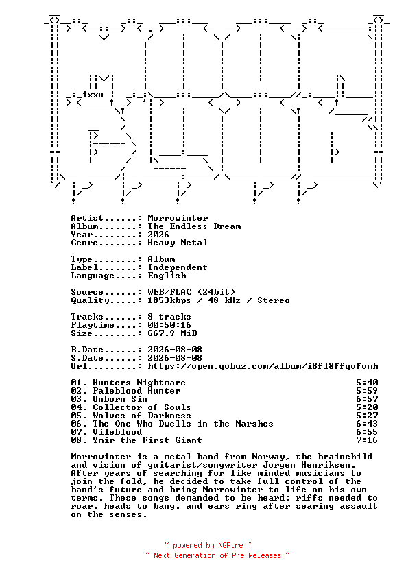 NFO for the release Morrowinter-The_Endless_Dream-24BIT-WEB-FLAC-2026-MOONBLOOD by MOONBLOOD