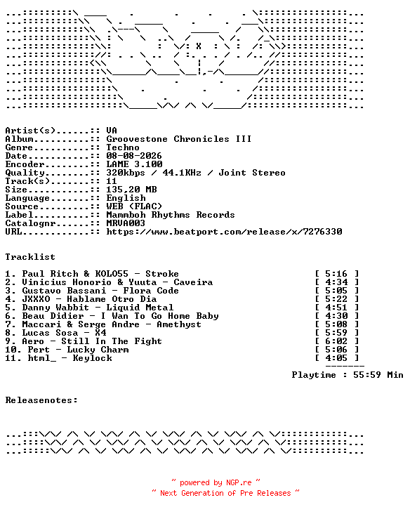 NFO for the release VA-Groovestone_Chronicles_III-MRVA003-WEB-2026-WAV by WAV