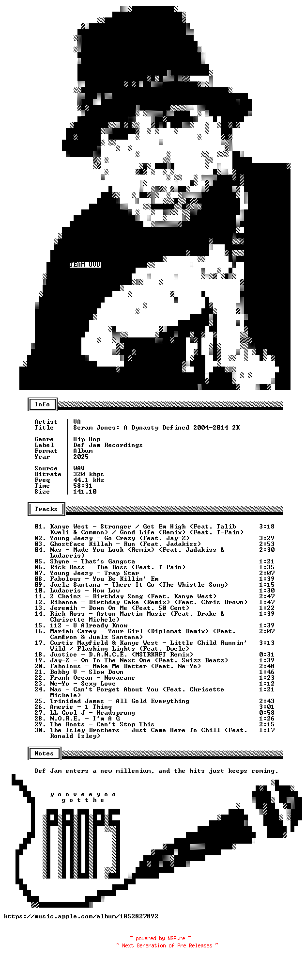 NFO for the release VA-Scram_Jones-A_Dynasty_Defined_2004-2014_2K-WEB-2025-UVU by UVU