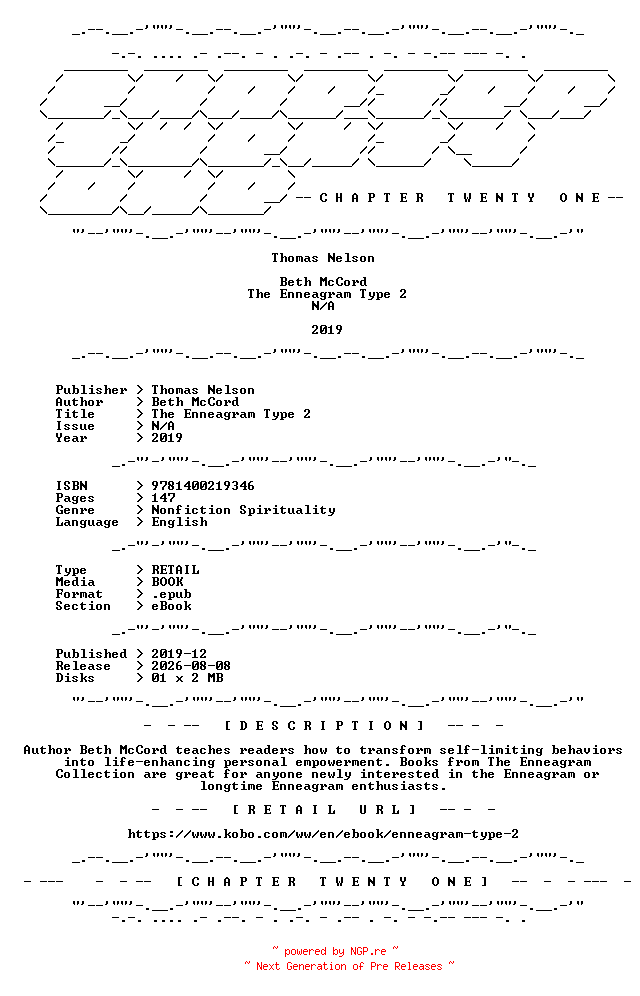 NFO for the release Beth.McCord.-.The.Enneagram.Type.2.2019.RETAIL.EPUB.eBook-CTO by CTO