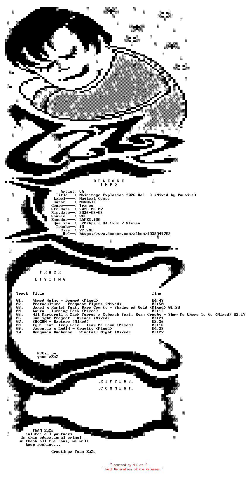 NFO for the release VA_-_Mainstage_Explosion_2026_Vol_3_(Mixed_by_Pavoire)-(MCS063E)-WEB-2026-ZzZz by ZzZz