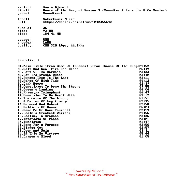 NFO for the release Ramin_Djawadi_-_House_Of_The_Dragon_Season_3_(Soundtrack_From_The_HBO_Series)-OST-WEB-2026-BITCOINS by BITCOINS