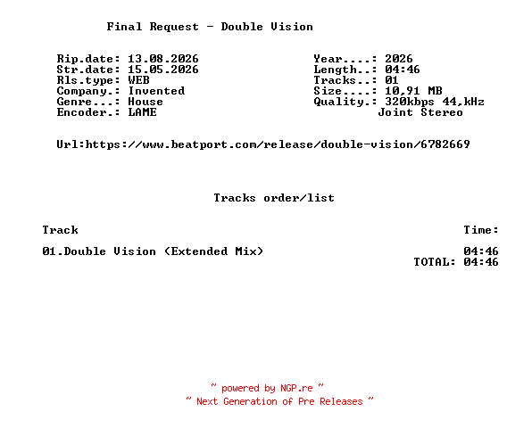 NFO for the release Final_Request_-_Double_Vision-(INV005)-SINGLE-WEB-2026-FMC by FMC