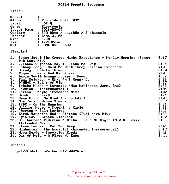 NFO for the release VA-Poolside_Chill_032-WEB-2026-ROSiN by ROSiN