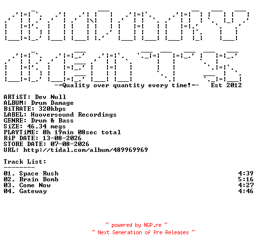 NFO for the release Dev_Null-Drum_Damage-(HOO29)-WEB-2026-BB by BB