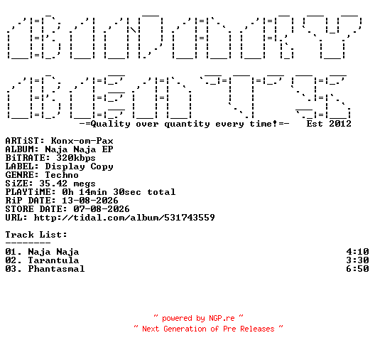 NFO for the release Konx-Om-Pax-Naja_Naja_EP-(KOPNN01)-WEB-2026-BB by BB