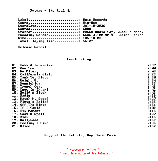 NFO for the release Future-The_Real_Me-2026-C4 by C4