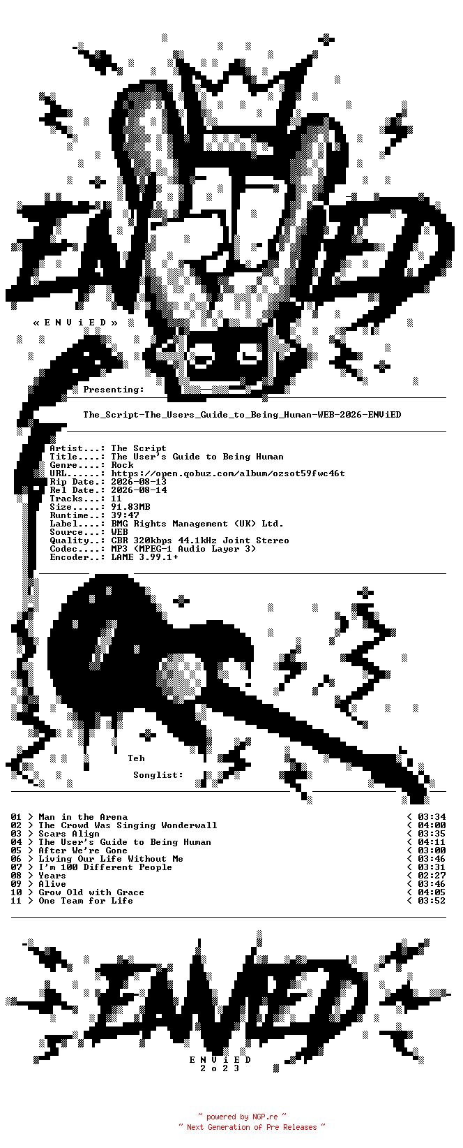 NFO for the release The_Script-The_Users_Guide_to_Being_Human-WEB-2026-ENViED by ENViED