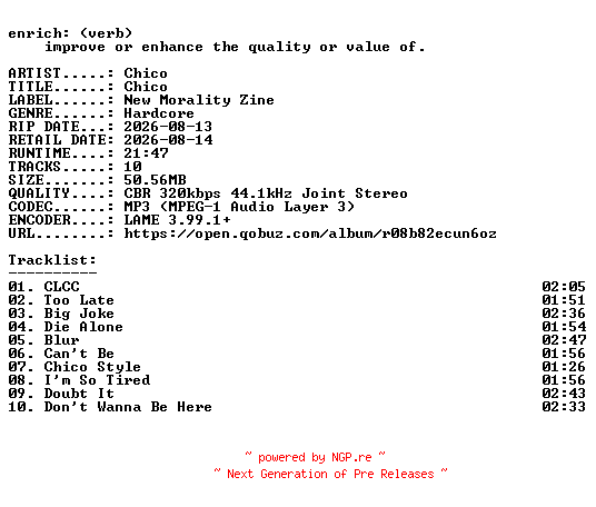 NFO for the release Chico-Chico-WEB-2026-ENRiCH by ENRiCH