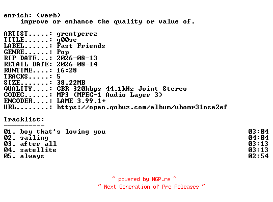 NFO for the release grentperez-g00se-EP-WEB-2026-ENRiCH by ENRiCH