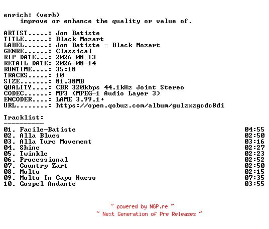 NFO for the release Jon_Batiste-Black_Mozart-WEB-2026-ENRiCH by ENRiCH