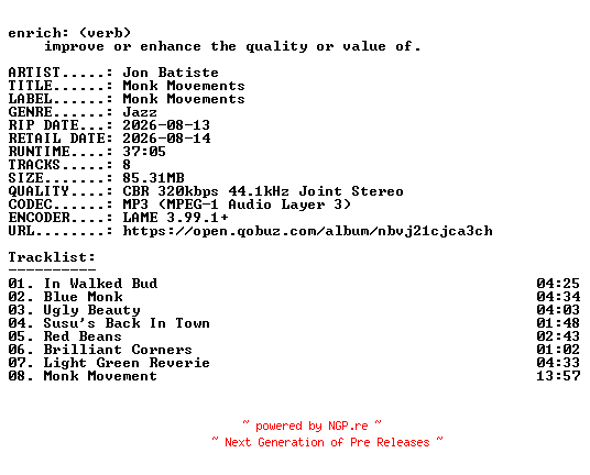 NFO for the release Jon_Batiste-Monk_Movements-WEB-2026-ENRiCH by ENRiCH