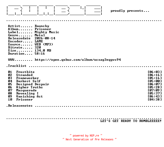 NFO for the release Raunchy-Prisoner-(WEB)-2026-RUMBLE by RUMBLE
