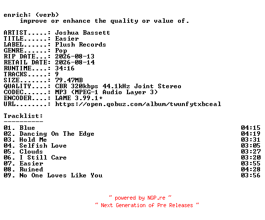 NFO for the release Joshua_Bassett-Easier-WEB-2026-ENRiCH by ENRiCH