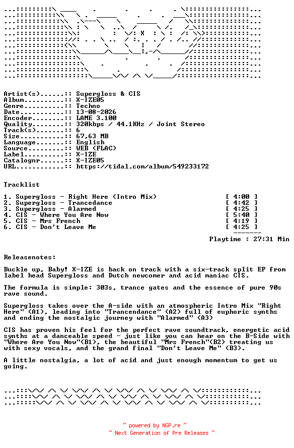 NFO for the release Supergloss_And_CIS-X-IZE05-WEB-2026-WAV by WAV