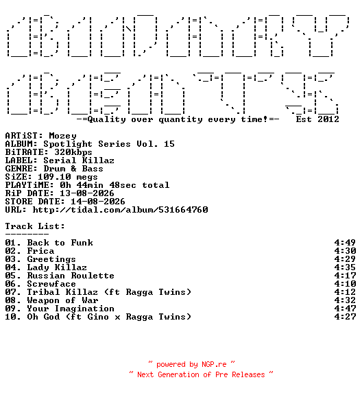 NFO for the release Mozey-Spotlight_Series_Vol._15-(KILLAZLP32)-WEB-2026-BB by BB