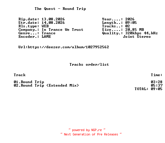 NFO for the release The_Quest_-_Round_Trip-(ITWT866-0)-WEB-2026-FMC by FMC