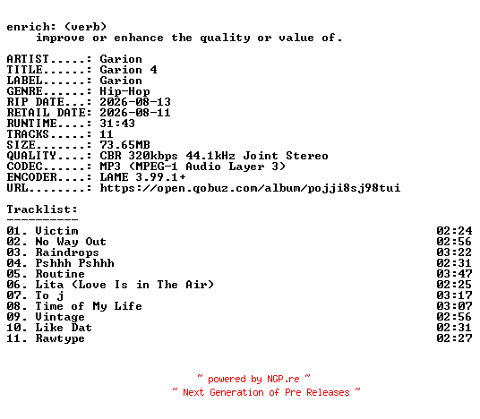 NFO for the release Garion-Garion_4-WEB-KR-2026-ENRiCH by ENRiCH
