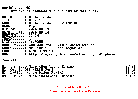 NFO for the release Rochelle_Jordan-Disc_1-EP-WEB-2026-ENRiCH by ENRiCH