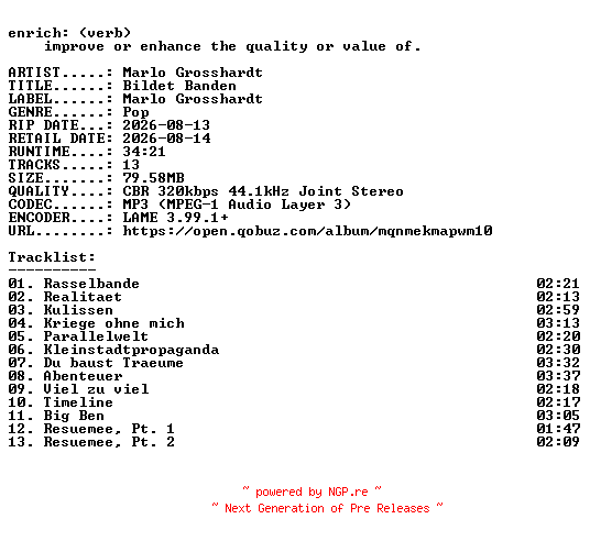 NFO for the release Marlo_Grosshardt-Bildet_Banden-WEB-DE-2026-ENRiCH by ENRiCH