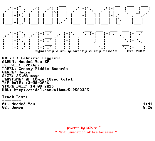 NFO for the release Fabrizio_Leggieri-Needed_You_EP-(GRR391)-WEB-2026-BB by BB