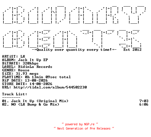 NFO for the release LK-Jack_It_Up_EP-(ARLO047)-WEB-2026-BB by BB