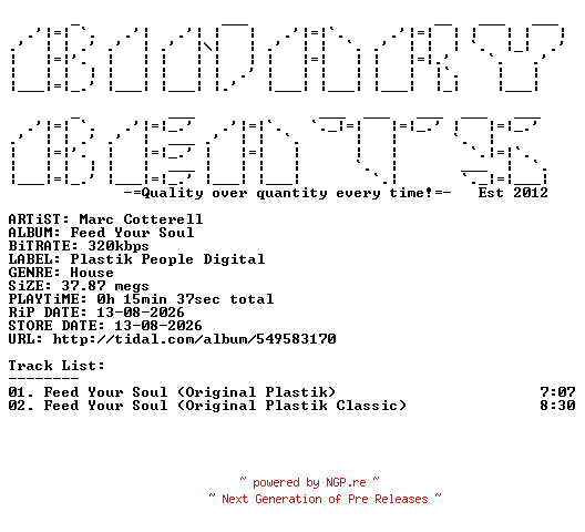 NFO for the release Marc_Cotterell-Feed_Your_Soul-(PPDS129)-WEB-2026-BB by BB