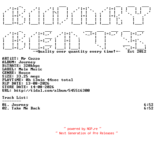 NFO for the release Mr_Cozzo-Journey-(MOLE339)-WEB-2026-BB by BB