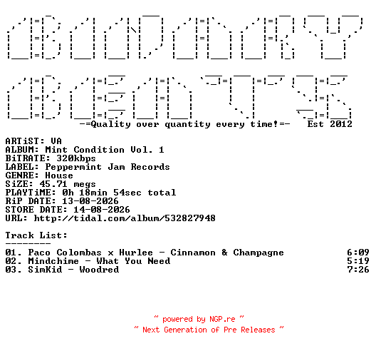 NFO for the release VA-Mint_Condition_Vol._1-(PJ329)-WEB-2026-BB by BB