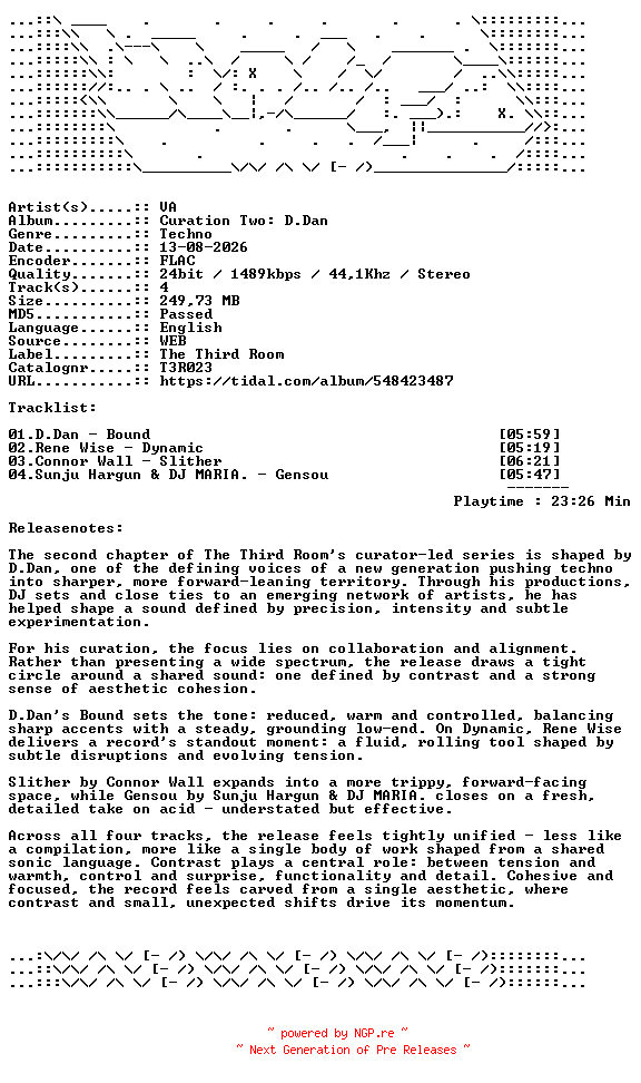 NFO for the release VA-Curation_Two_D.Dan-T3R023-24BIT-WEB-FLAC-2026-WAVED by WAVED