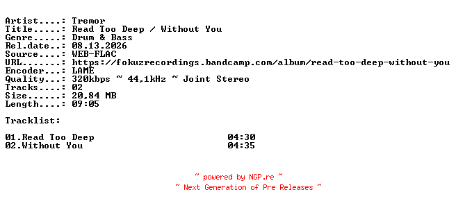 NFO for the release Tremor-Read_Too_Deep__Without_You-(FOKUZ420)-WEB-2026-IND by IND