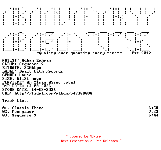 NFO for the release Adham_Zahran-Sequence_9-(DW036)-WEB-2026-BB by BB